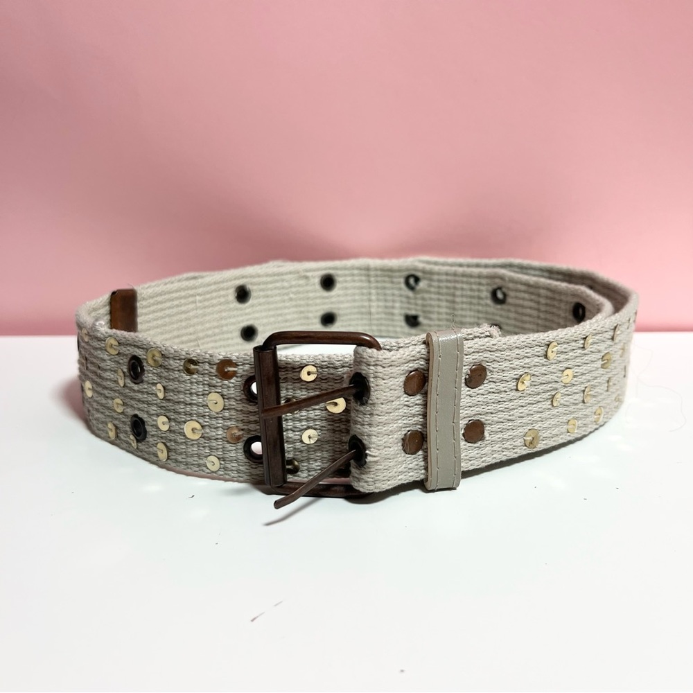 Vintage Y2K boho sequins grommet belt